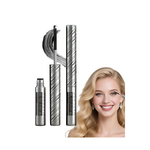 Iron Mascara Marron, Longue Durée Waterproof 5D Curling Effet, Washable Metal Wand Mascara Volume et Longueur, Résistant aux 
