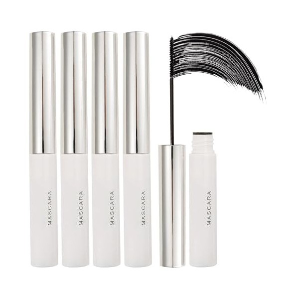 4 Pcs Mascara Waterproof Noir Mascara Volume Et Longueur Tenue Longue Durée Sans Bavures Et sans Paquets Tête de Brosse Ultra