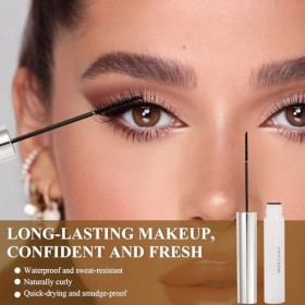 4 Pcs Mascara Waterproof Noir Mascara Volume Et Longueur Tenue Longue Durée Sans Bavures Et sans Paquets Tête de Brosse Ultra