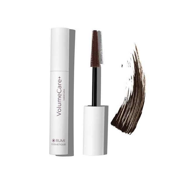 Rumi Cosmetiques VolumeCare+ Mascara pour femme âgée - Formule 2 en 1 - Longueur et volume extrêmes - Sans grumeaux - Hypoall