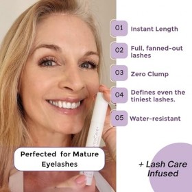 Rumi Cosmetiques VolumeCare+ Mascara pour femme âgée - Formule 2 en 1 - Longueur et volume extrêmes - Sans grumeaux - Hypoall