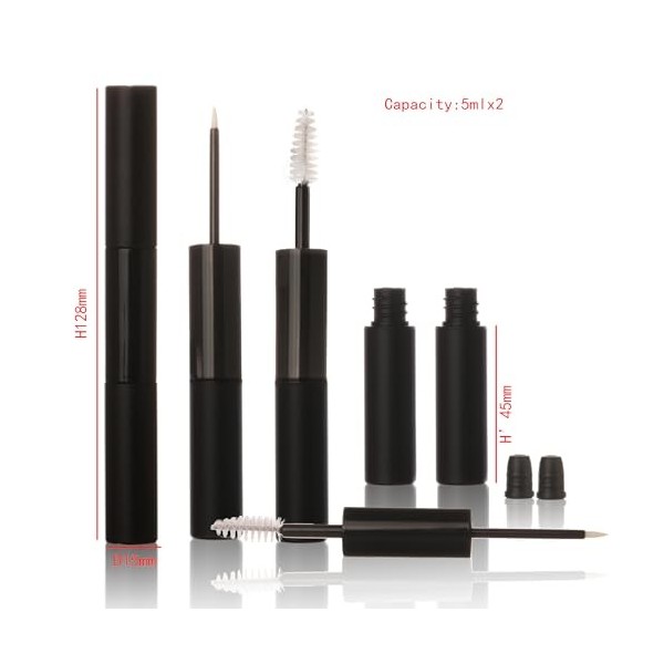 COSIDEA Lot de 50 tubes vides 2 en 1 de 5 m pour mascara et eyeliner 10 ml à double extrémité avec baguette pour huile de ric