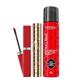 LOréal Paris Look Maquillage Le Défilé - Mascara Panorama Noir Volume Panoramique Sans Paquets - Laque à Lèvres Liquide Effe