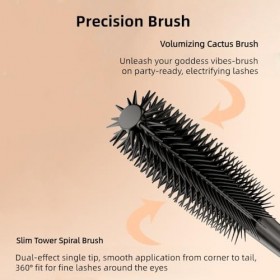 Mascara Noir Résistant à l’Eau - Volume & Allongement Intense, Anti-Taches 24H, Texture Sans Paquets, Durable & Épais, Démaqu