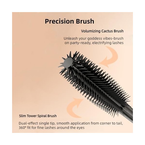 Mascara Noir Résistant à l’Eau - Volume & Allongement Intense, Anti-Taches 24H, Texture Sans Paquets, Durable & Épais, Démaqu