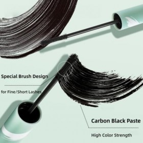 Wasserdichte Mascara Für Feine/Kurze Wimpern, Lang Anhaltend, Klumpenfrei, Verlängernd Und Verdichtend Noir 