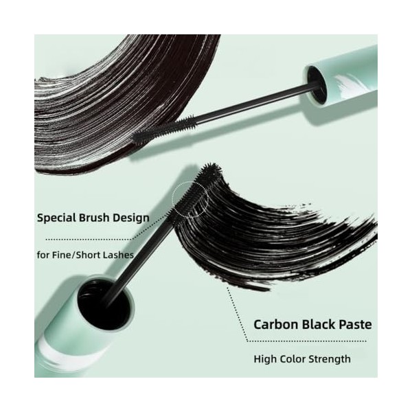 Wasserdichte Mascara Für Feine/Kurze Wimpern, Lang Anhaltend, Klumpenfrei, Verlängernd Und Verdichtend Noir 