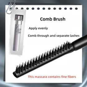 Mascara Noir à Brosse Peigne pour Cils Définis, Sans Effet Grumeaux, Résistant aux Traces, Volume et Allongement, Imperméable