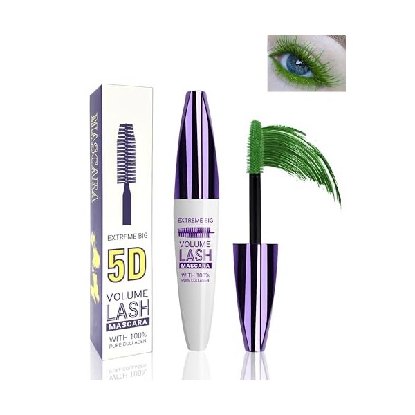 Brown 5D Mascara télescopique pour les yeux, imperméable, anti-salissures, longue durée, mascara à boucler volumisant, mascar...