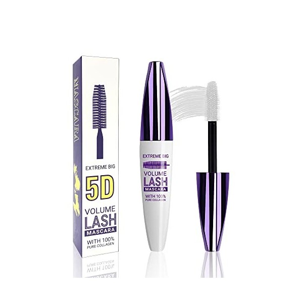 Brown 5D Mascara télescopique pour les yeux, imperméable, anti-salissures, longue durée, mascara à boucler volumisant, mascar...