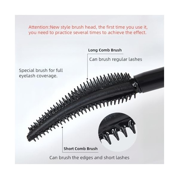 Mascara Noir, Mascara Résistant à l’Eau avec Brosse Spéciale, Anti-Traces, Définition Parfaite, Sans Paquets et Longue Tenue,