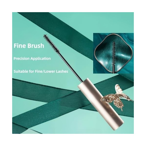 Mascara Waterproof avec Pinceau Fin pour Cils Courts et Inférieurs, Sans Paquets, Longue Tenue, Épaississant, Noir
