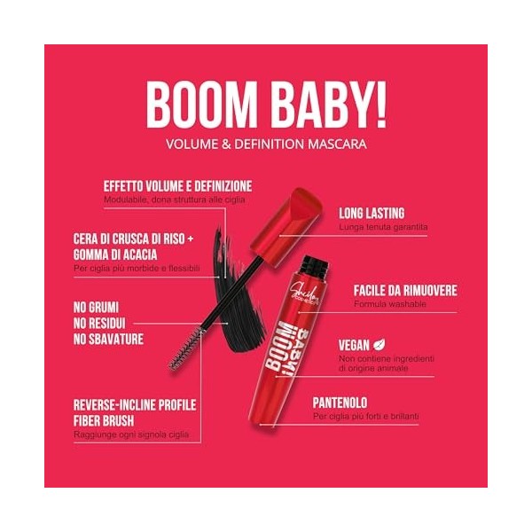 Sheila Cosmetics Boom Baby Volume & Definition Mascara – Effet Volume Longue Tenue – Enrichi en ProVitamine B5 – Noir Intense