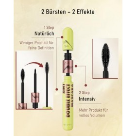 Mascara 2 en 1 - Double effet - Volume et longueur - Brosse en silicone - Imperméable et résistant aux taches - Séchage rapid