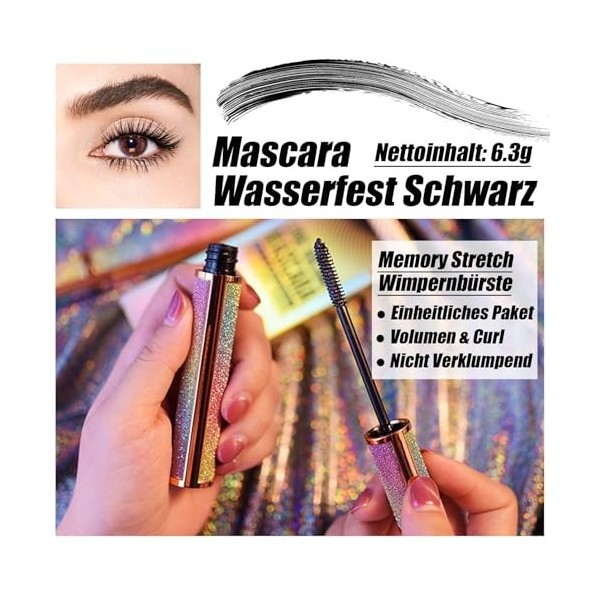 Mascara 4D étanche noir, volume et boucle, résistant aux taches et non agglomérant, pour cils plus longs, dure toute la journ
