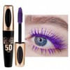 Mascara violet 5D imperméable à leau, séchage rapide & non agglutiné, mascara volumisant, curling & extension de cils longs ...