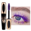Mascara violet 5D imperméable à leau, séchage rapide & non agglutiné, mascara volumisant, curling & extension de cils longs ...
