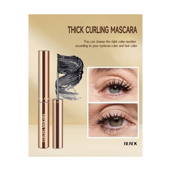 Mascaras Fins Pour Femmes Âgées Matures, 2Pcs Noir Mascara Volume et Longueur Imperméable et Résistant à La Transpiration Wat