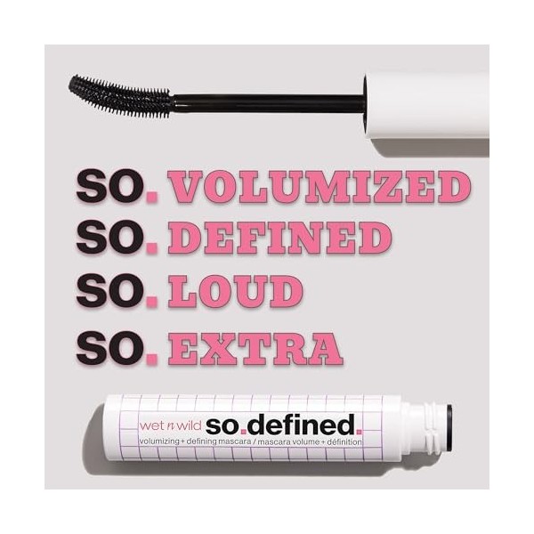 Wet n Wild So Defined Volumisant + Définissant Mascara, Formule Enrichie à lHuile de Ricin pour des Cils Plus Pleins et Plus ...