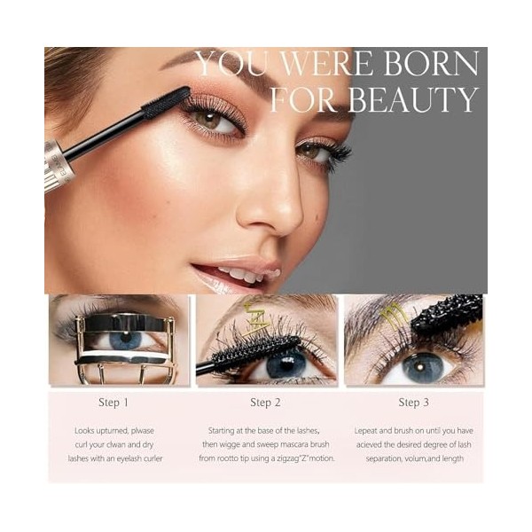 HOUSN Mascara Volume 4D Noir Intense Mascara Essence Résistant À LEau 24H Sans Paquets, Pinceau Ultra-Fin Pour Cils Longs Et ...