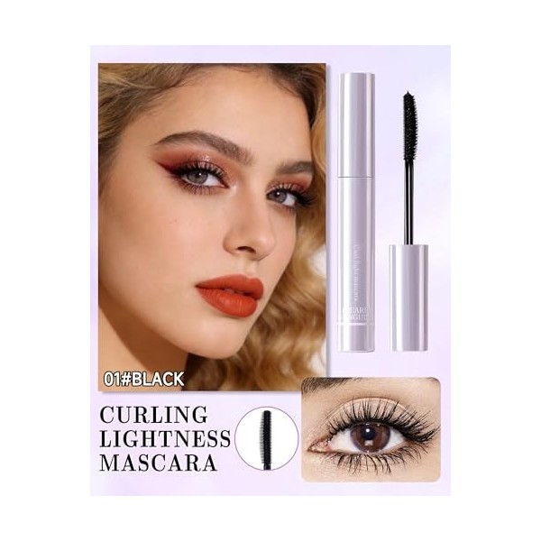 Mascara Noir pour Agées Femmes, Tenue Longue Durée Waterproof Curling Effet, Mascara Volume et Longueur, Résistant aux Taches...