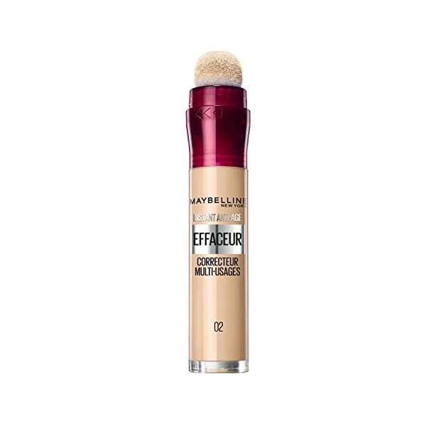 Maybelline New York - Anti-cernes/Correcteur Fluide - Instant Anti-Age L’Effaceur - 02 Beige Nu - 6,8 ml Crème Anti-cernes / ...