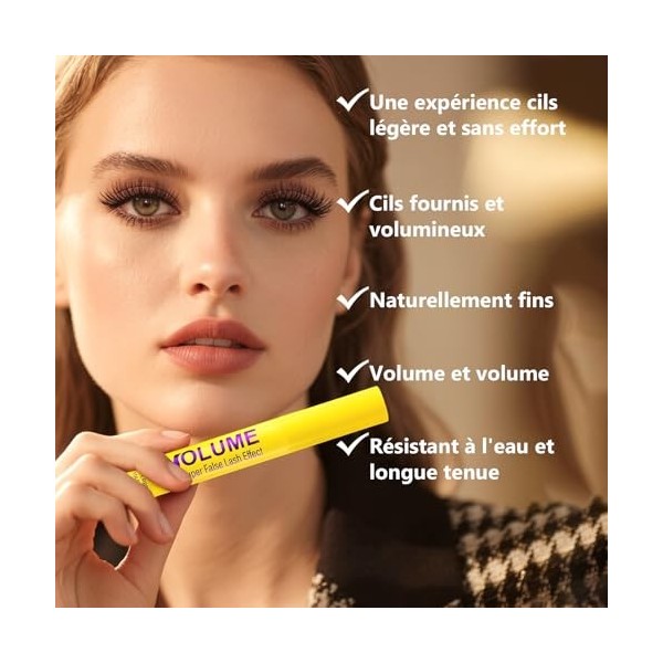 Erinde Mascara noir imperméable à leau, longue durée et résistant aux frottements, volume extrême, cils longs, dynamiques et