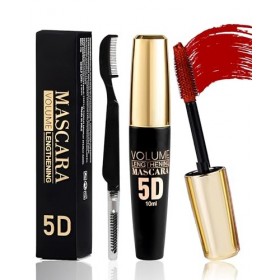 5D Mascara Volume et Longueur Rouge, Mascara Extension de Cils Effet Volume,Waterproof et Longue Tenue avec une Définition Pr...