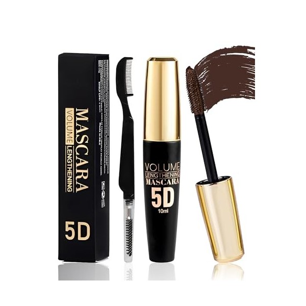 5D Mascara Volume et Longueur Rouge, Mascara Extension de Cils Effet Volume,Waterproof et Longue Tenue avec une Définition Pr...