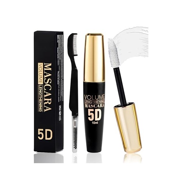 5D Mascara Volume et Longueur Rouge, Mascara Extension de Cils Effet Volume,Waterproof et Longue Tenue avec une Définition Pr...