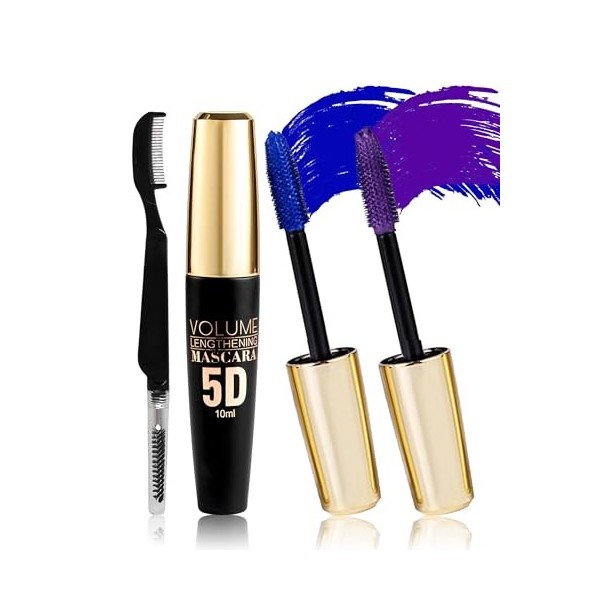 5D Mascara Volume et Longueur Rouge, Mascara Extension de Cils Effet Volume,Waterproof et Longue Tenue avec une Définition Pr...