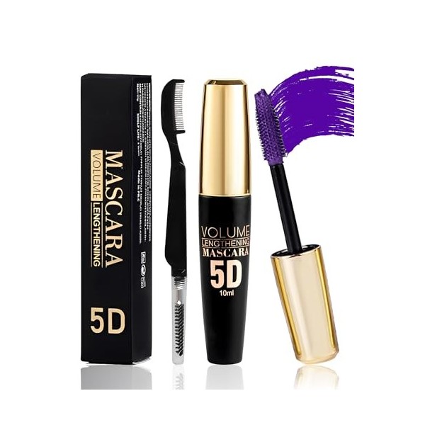 5D Mascara Volume et Longueur Rouge, Mascara Extension de Cils Effet Volume,Waterproof et Longue Tenue avec une Définition Pr...