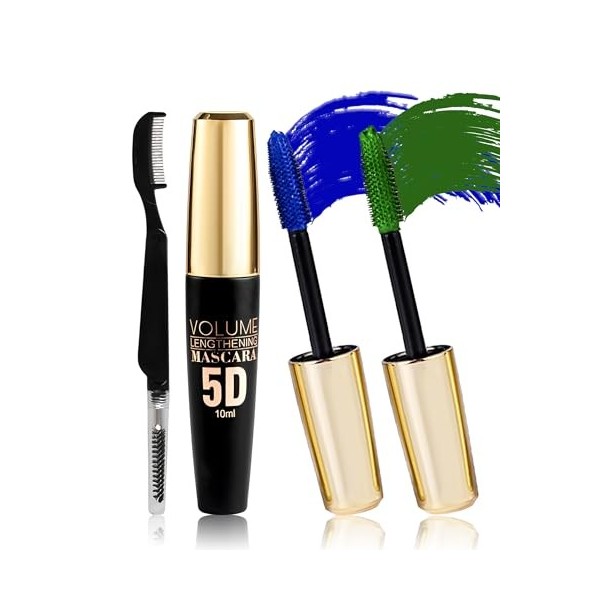 5D Mascara Volume et Longueur Rouge, Mascara Extension de Cils Effet Volume,Waterproof et Longue Tenue avec une Définition Pr...