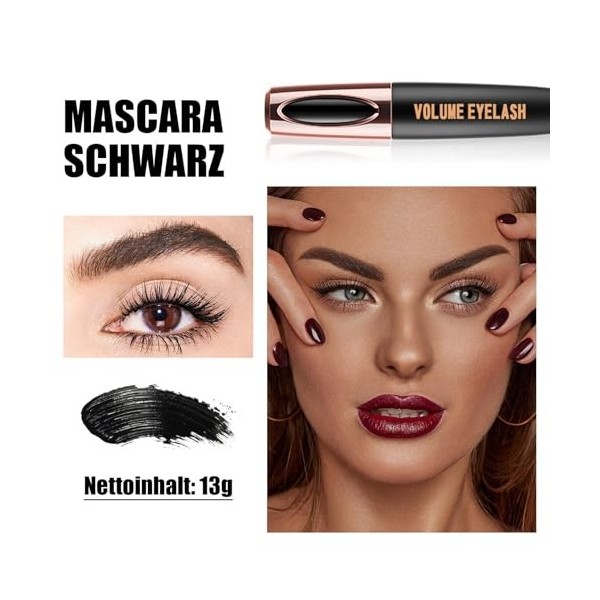 Mascara imperméable 5D noir pour une longueur extrême et un volume complet, imperméable et résistant aux taches avec effet al