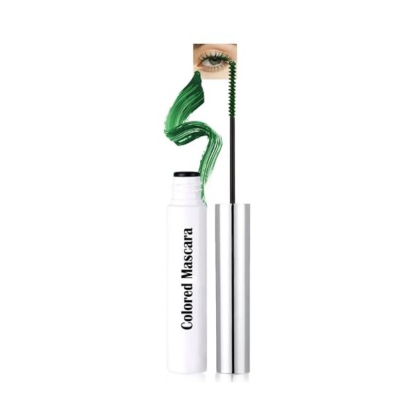 Lot de 2 mascaras imperméables ultra fins pour cils courts, en fibre de soie, couleur vert foncé/clair, extra longs, mascara ...