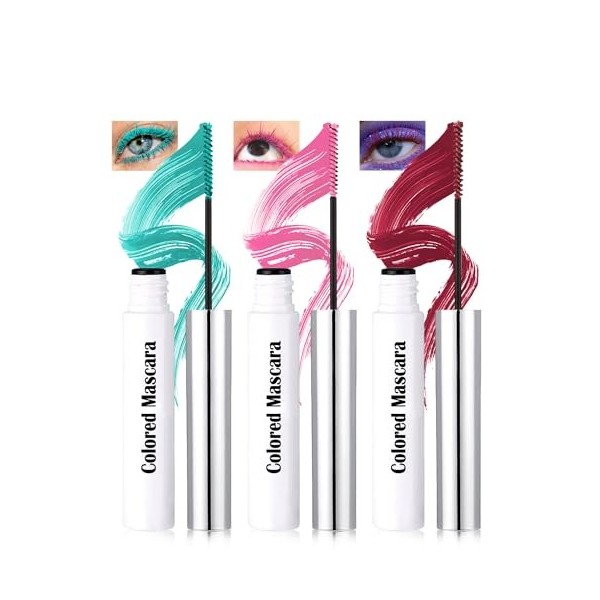 Lot de 2 mascaras imperméables ultra fins pour cils courts, en fibre de soie, couleur vert foncé/clair, extra longs, mascara ...