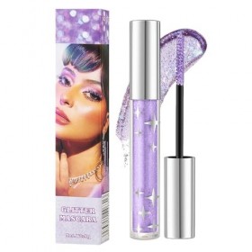 Mascara à paillettes, violet scintillant, mascara diamant, mascara à paillettes, imperméable, pour extension et volume, pour ...