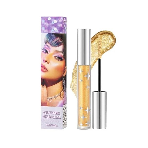 Mascara à paillettes, violet scintillant, mascara diamant, mascara à paillettes, imperméable, pour extension et volume, pour ...