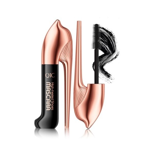 Mascara créatif pour talons hauts, mascara noir allongeant et épaississant naturel, waterproof et anti-bavures pour des cils 