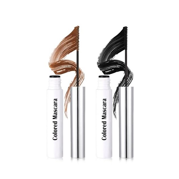 Mascara Coloré Kit, 2 Colors Vert Émeraude Vert, Fibre 3D Volume & Courbe Not Blooming Eyelashes Allongeant Curling, Mascara ...