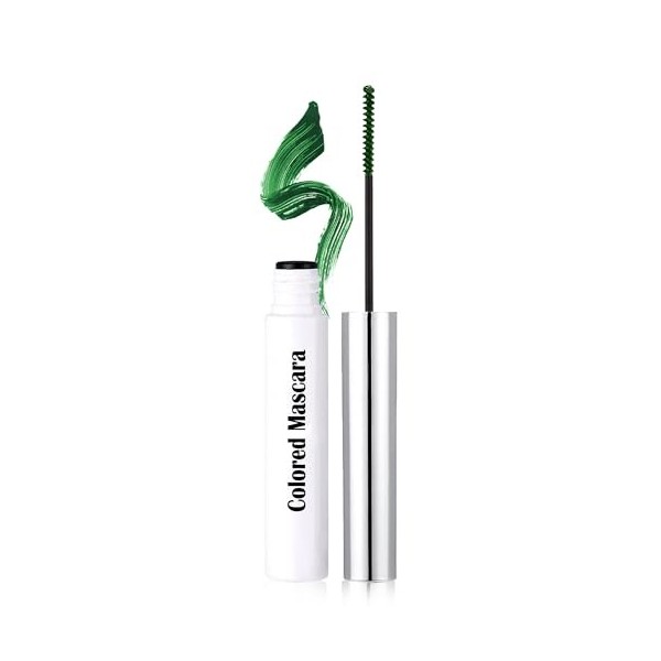 Mascara Coloré Kit, 2 Colors Vert Émeraude Vert, Fibre 3D Volume & Courbe Not Blooming Eyelashes Allongeant Curling, Mascara ...