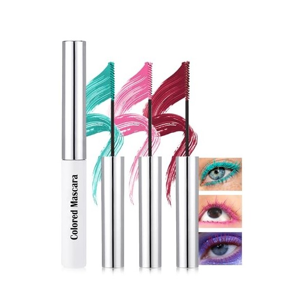 Mascara Coloré Kit, 2 Colors Vert Émeraude Vert, Fibre 3D Volume & Courbe Not Blooming Eyelashes Allongeant Curling, Mascara ...