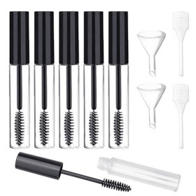 Lot de 5 tubes vides de 10 ml avec brosse à mascara, 2 compte-gouttes, 2 entonnoirs, tubes de mascara rechargeables vides, tu