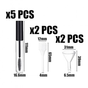 Lot de 5 tubes vides de 10 ml avec brosse à mascara, 2 compte-gouttes, 2 entonnoirs, tubes de mascara rechargeables vides, tu