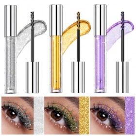 LOPHE 3PCS Glitter Colored Mascara,Mascara Coloré Brillant et Scintillant,Waterproof Pinceau Fin Cils Not Blooming Eye Lashes
