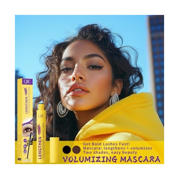 Waterproof Mascara Tridimensionnel Effet Recourbant,Mascara Marron, Résistant à lEau,Application Sans Paquets, Idéal Pour Un