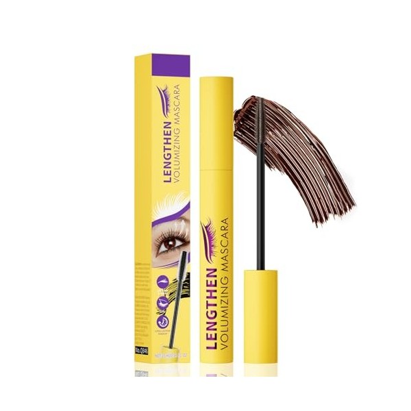 Waterproof Mascara Tridimensionnel Effet Recourbant,Mascara Marron, Résistant à lEau,Application Sans Paquets, Idéal Pour Un
