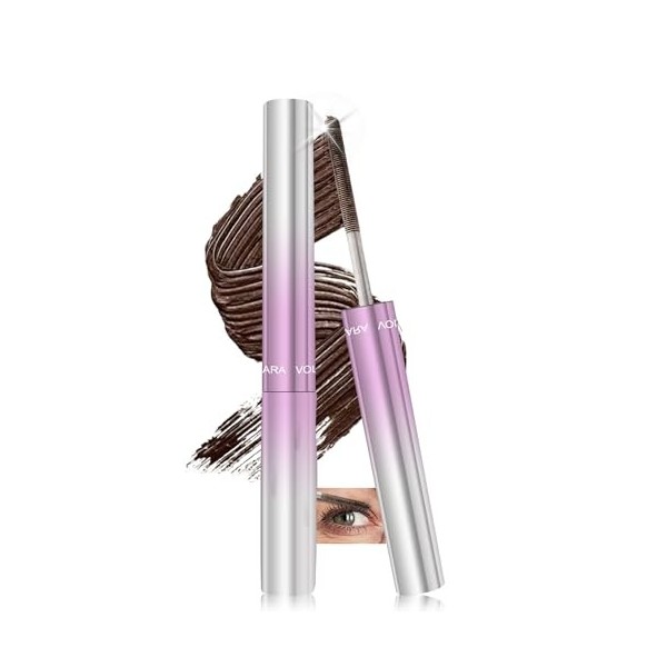 Mascara double extrémité Iron Wand - Imperméable - Extensions de cils en métal - Noir - Bouclage 3D - Tête de brosse en métal...