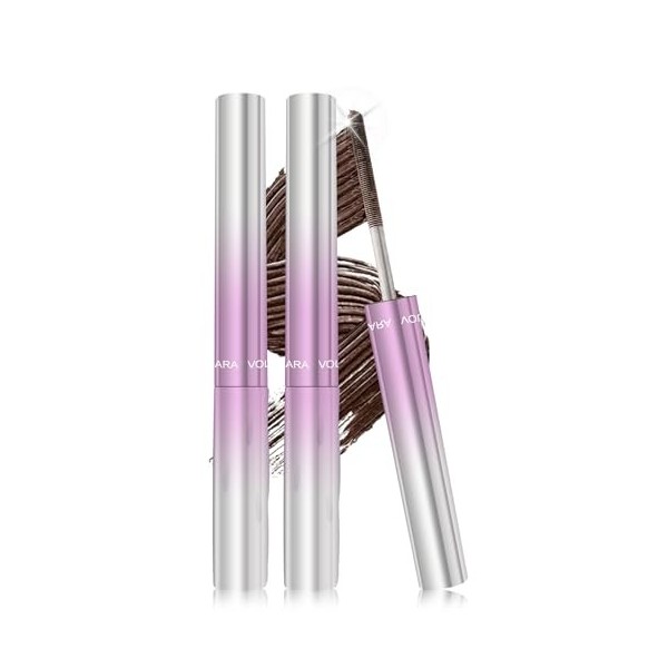 Mascara double extrémité Iron Wand - Imperméable - Extensions de cils en métal - Noir - Bouclage 3D - Tête de brosse en métal...