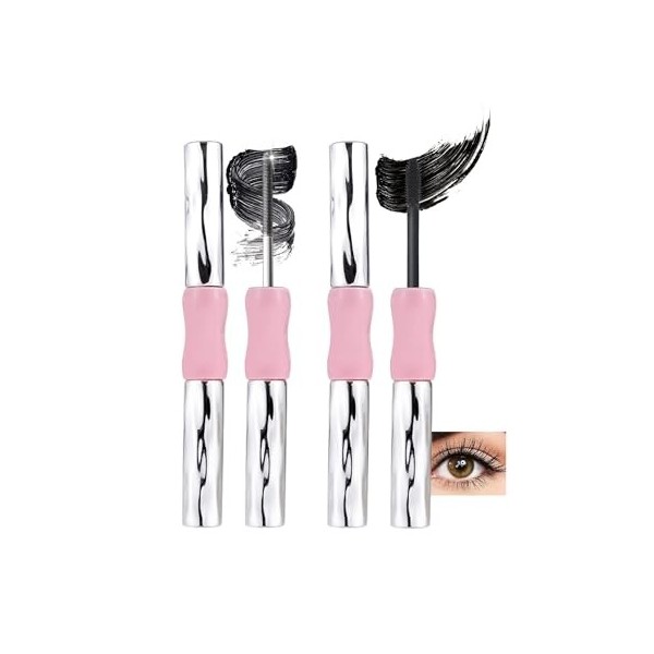 Mascara double extrémité Iron Wand - Imperméable - Extensions de cils en métal - Noir - Bouclage 3D - Tête de brosse en métal...